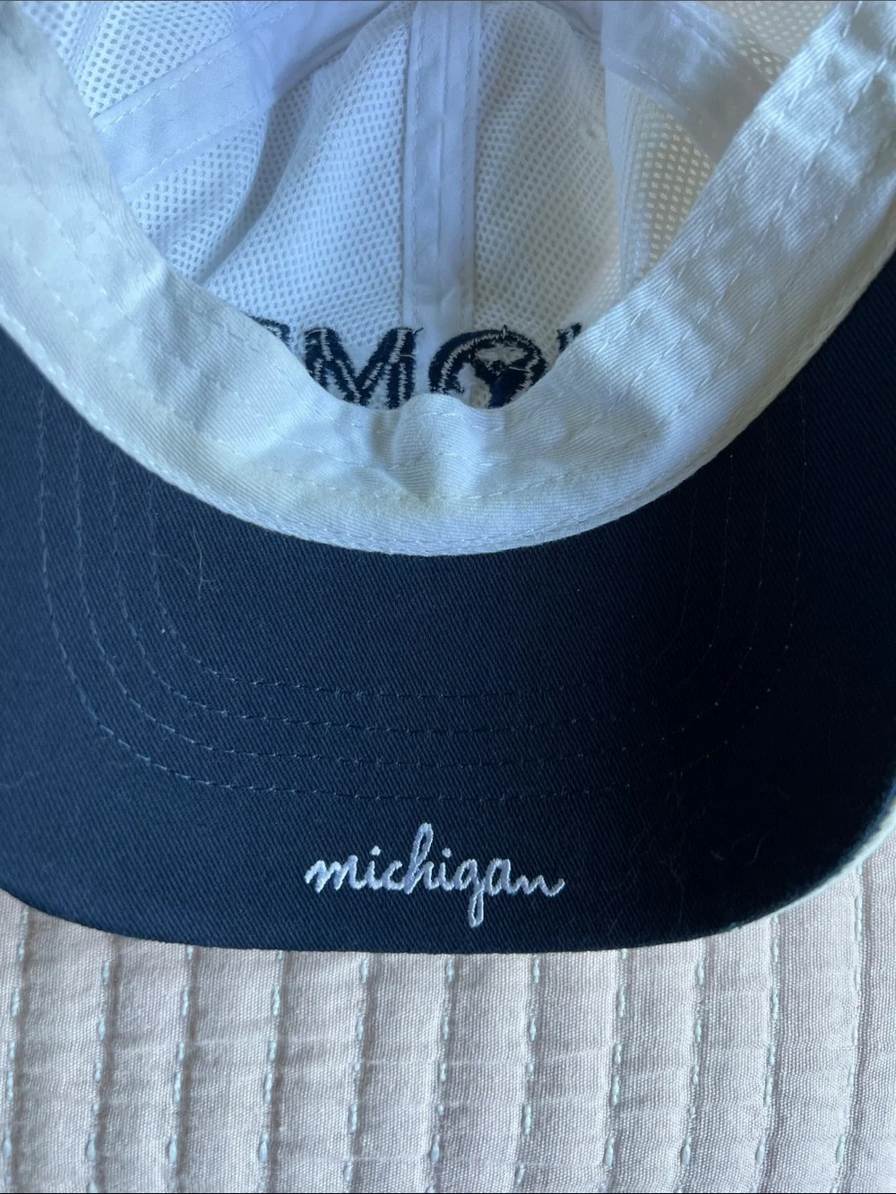 HOME Michigan Embroidered Cotton Baseball Cap - White and Navy